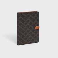 MEDIUM NOTEBOOK COVER IN TRIOMPHE CANVAS AND CALFSKIN - TAN - STATIONERY - 2 | CELINE