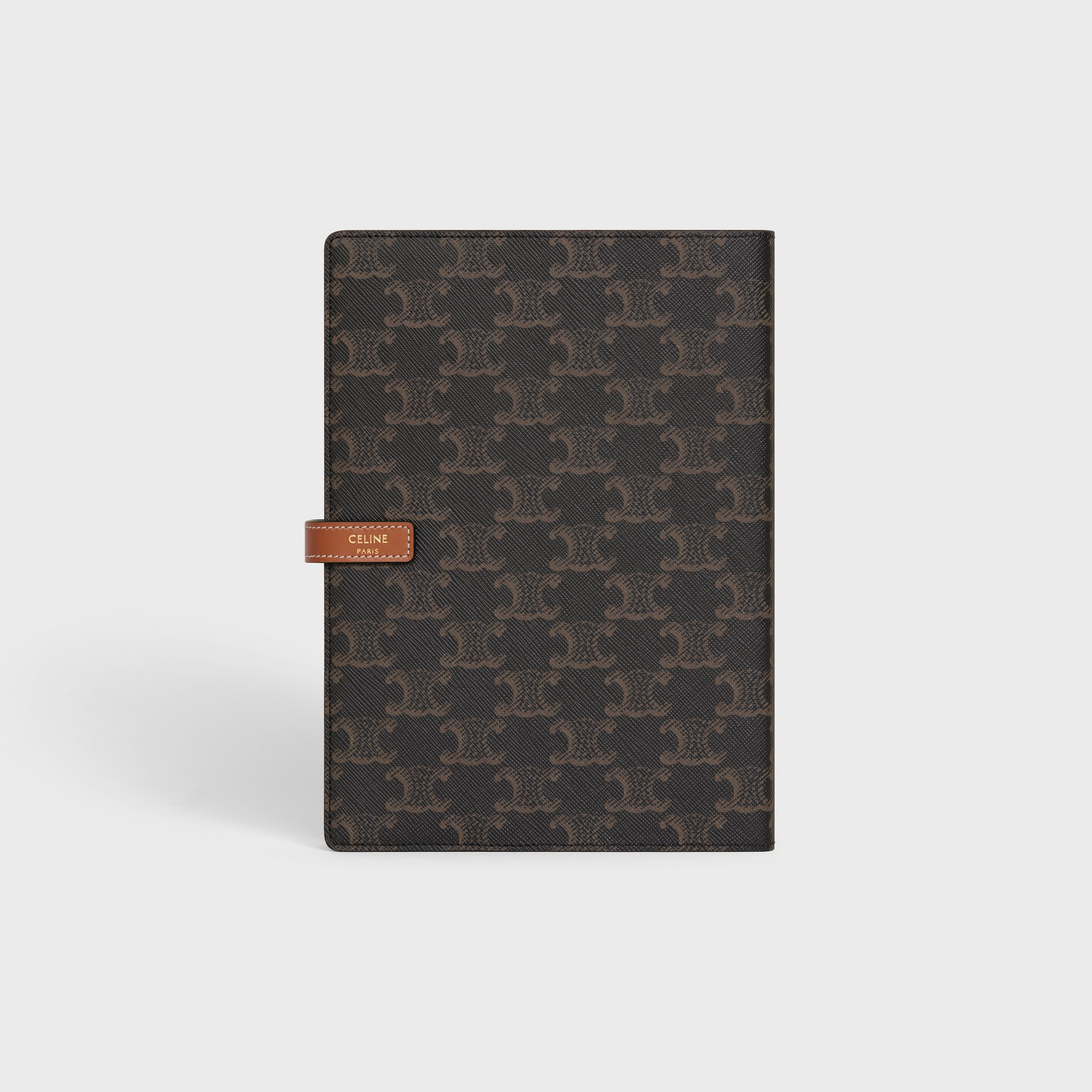 MEDIUM NOTEBOOK COVER IN TRIOMPHE CANVAS AND CALFSKIN - TAN | CELINE