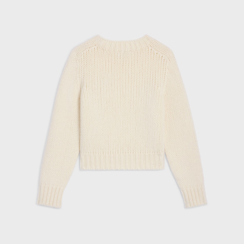 crewneck sweater IN cashmere and silk - OFF WHITE -  - 1 | CELINE