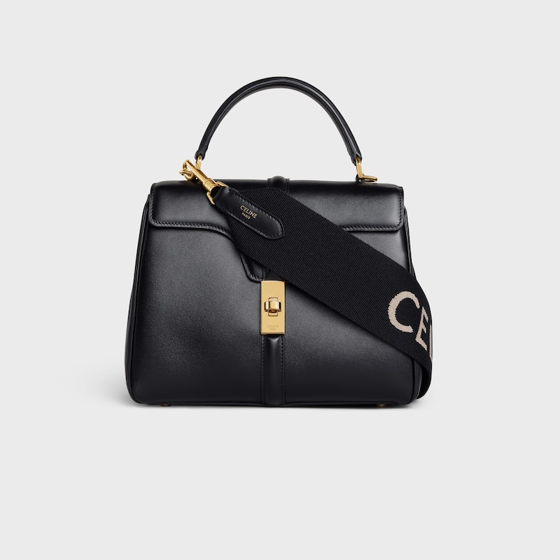 Short Strap in Wool with Celine jacquard - BLACK / WHITE - BAG CHARMS - 1 | CELINE