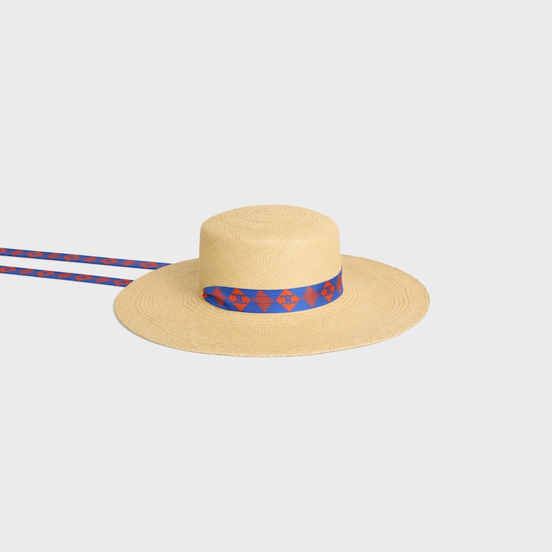 Chapeau ruban paille - NATURAL/DARK BLUE -  - 1 | CELINE