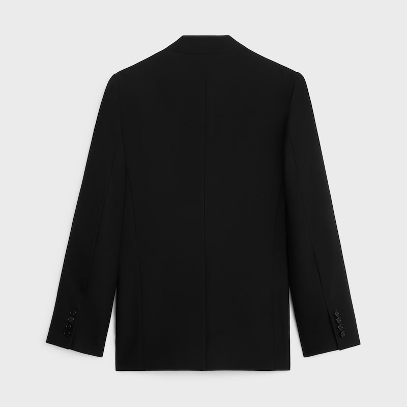 wing collar jacket in diagonal wool - BLACK -  - 1 | CELINE