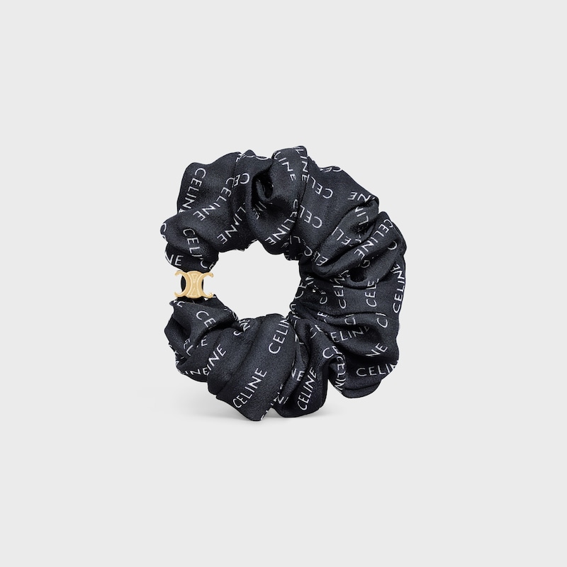 Rayure桑蠶絲及金色飾面黃銅髮圈 - 金色 / 黑色 -  - 1 | CELINE