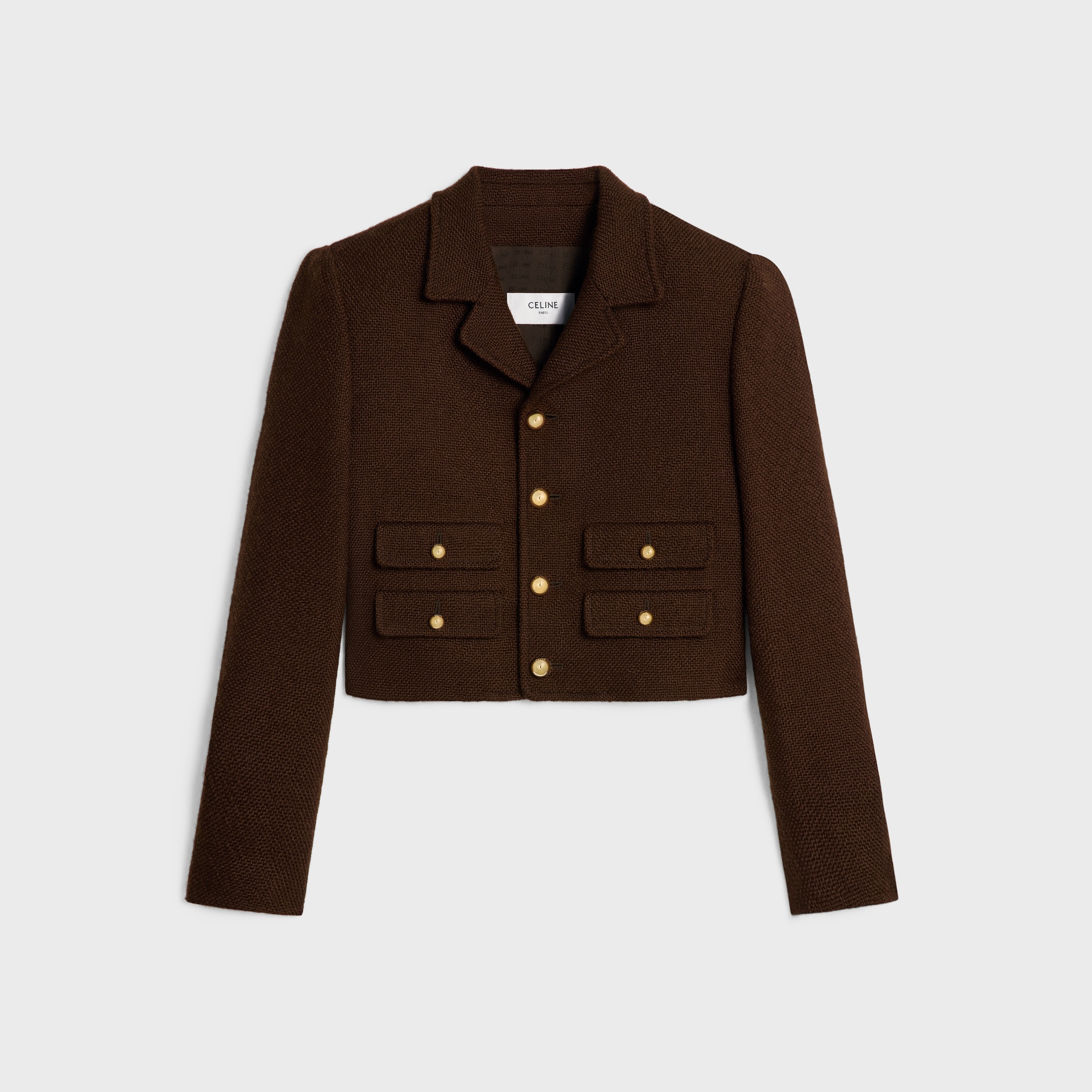関税込 Celine VIVIENNE JACKET IN WOOL TWEED 2V79V671Y.96CF ヴィヴィエンヌ ジャケット / ウールツイード - カフェ | CELINE
