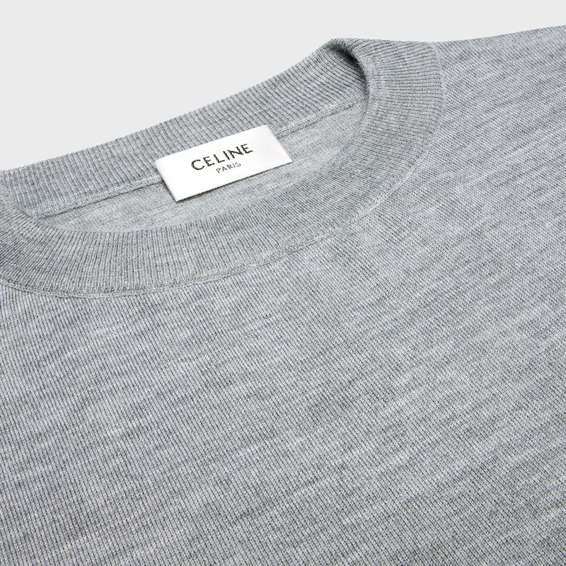 crewneck sweater IN thin cashmere - GREY -  - 1 | CELINE