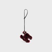 TRIOMPHE POM-POM KEYRING in SHEARLING AND CALFSKIN - RED - TECH ACCESSORIES - 1 | CELINE