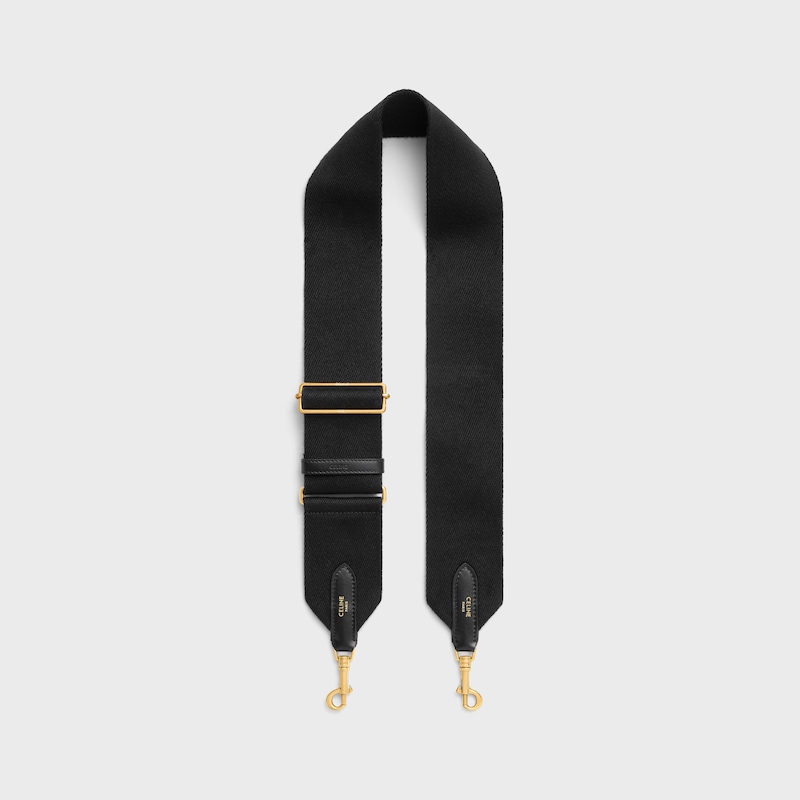 adjustable strap in wool with GOLD FINISHING - BLACK - BAG CHARMS - 1 | CELINE
