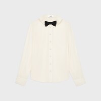 mia shirt with bow in silk crêpe and acetate - IVORY -  - 1 | CELINE