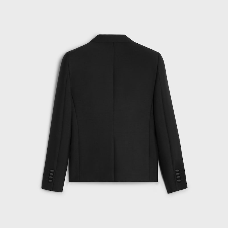short tux jacket in wool and mohair - BLACK -  - 1 | CELINE