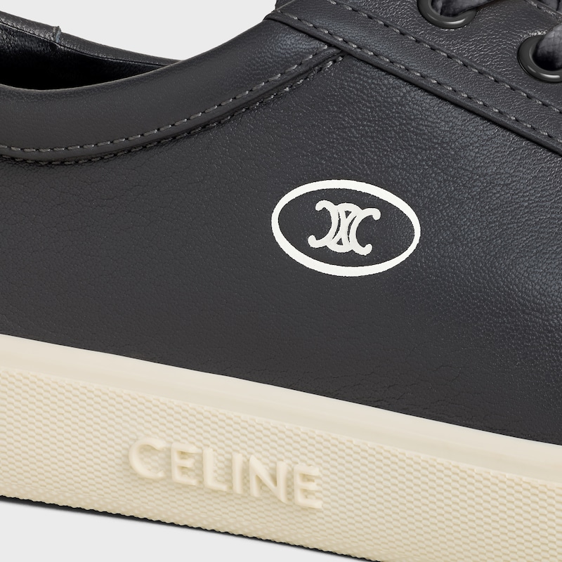 CELINE LOU LOW LACE-UP SNEAKER WITH TRIOMPHE IN LAMBSKIN - DARK GREY -  - 1 | CELINE