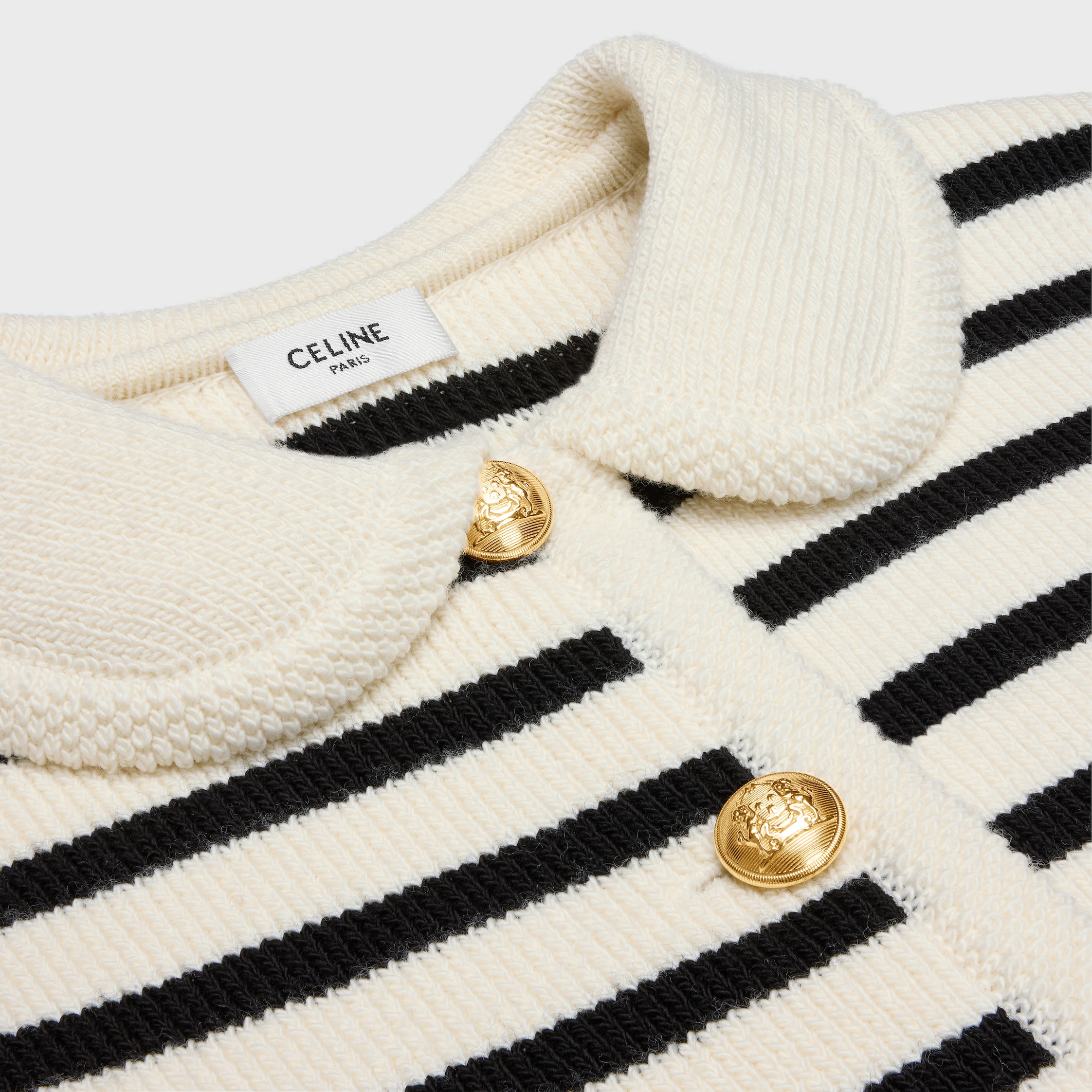 【残りわずか】CELINE＊cardigan jacket in striped wool cardigan jacket in striped wool - ECRU/BLACK | CELINE