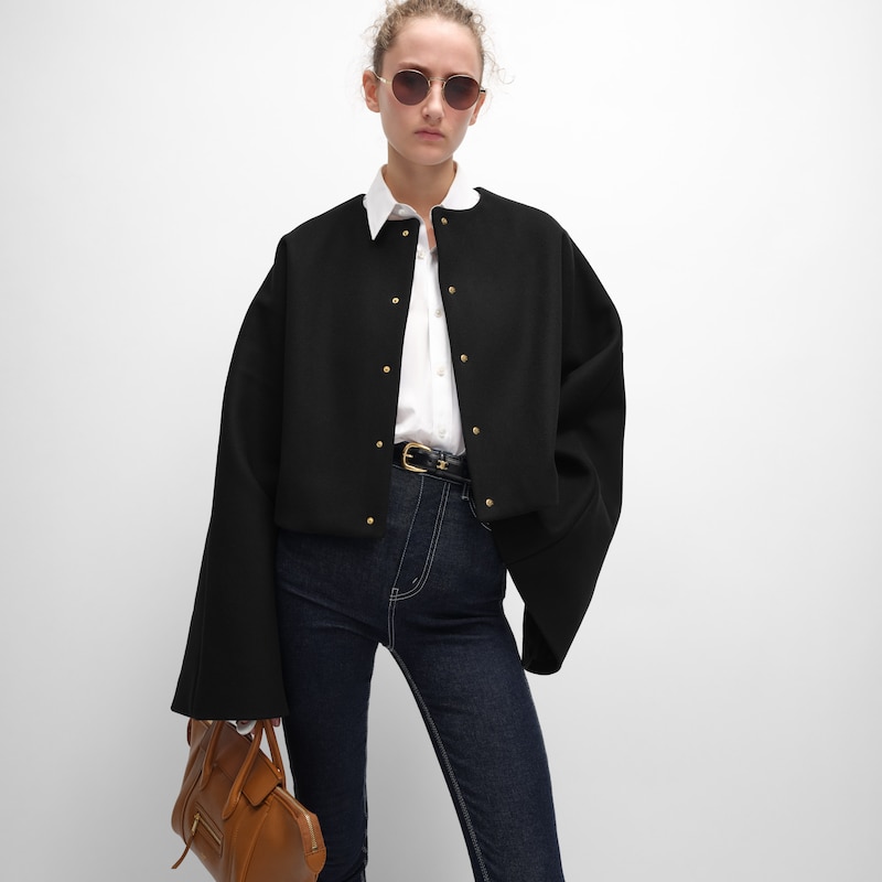 CHAQUETA CÁRDIGAN DE PAÑO DE LANA - NEGRO -  - 1 | CELINE