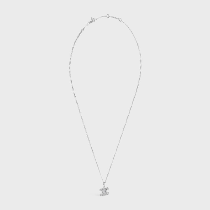 Triomphe Halskette mit Strass aus Messing mit Rhodium-Finish und Kristallen - SILBER - HALSKETTEN - 1 | CELINE