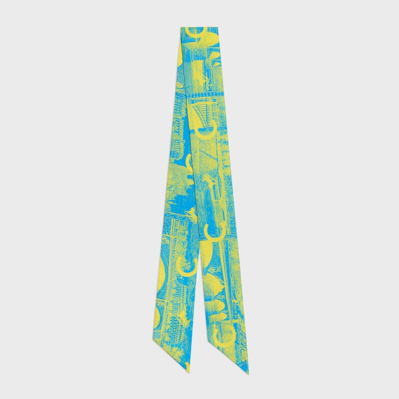 lavalliere IN silk twill - BLUE / YELLOW -  - 1 | CELINE