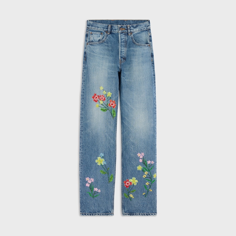 embroidered boyfriend jeans 001 IN cotton denim - VIVIENNE GLASS -  - 1 | CELINE