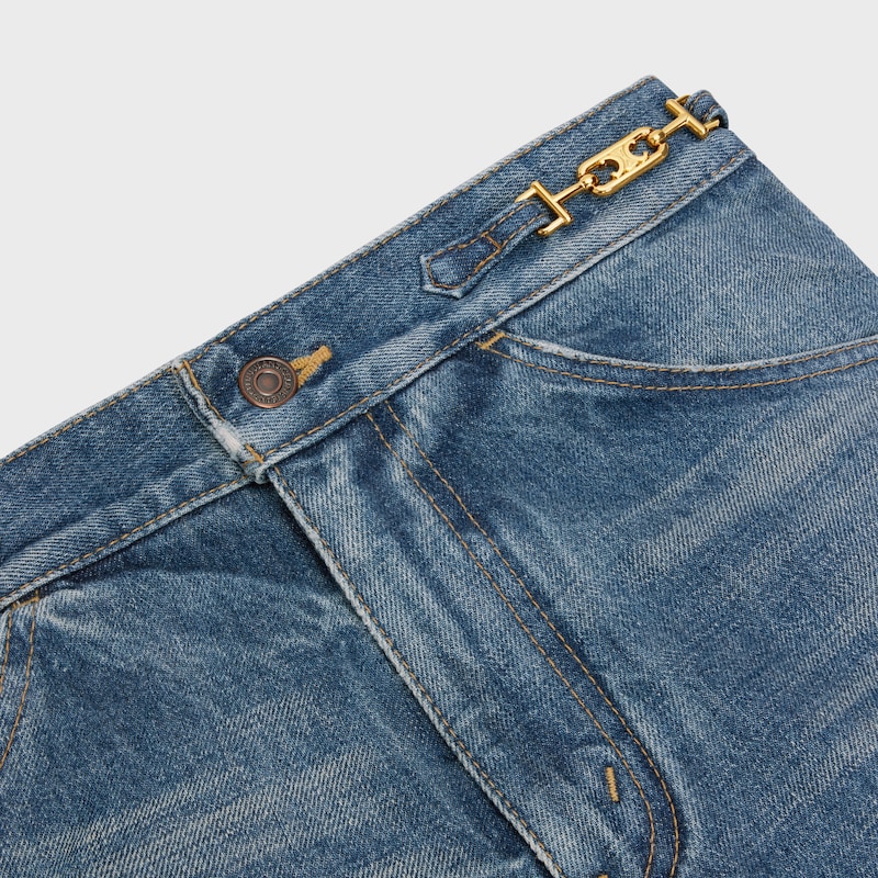 DYLAN FLARED JEANS WITH SIGNATURE IN cotton denim - UNION WASH -  - 1 | CELINE