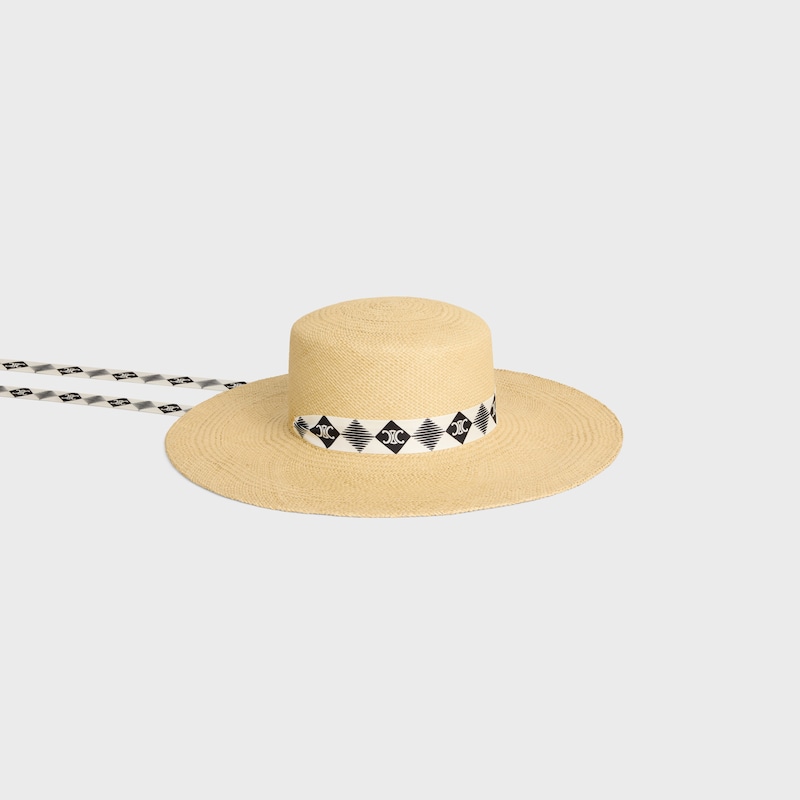 Ribbon hat IN straw - NATURAL/BLACK -  - 1 | CELINE