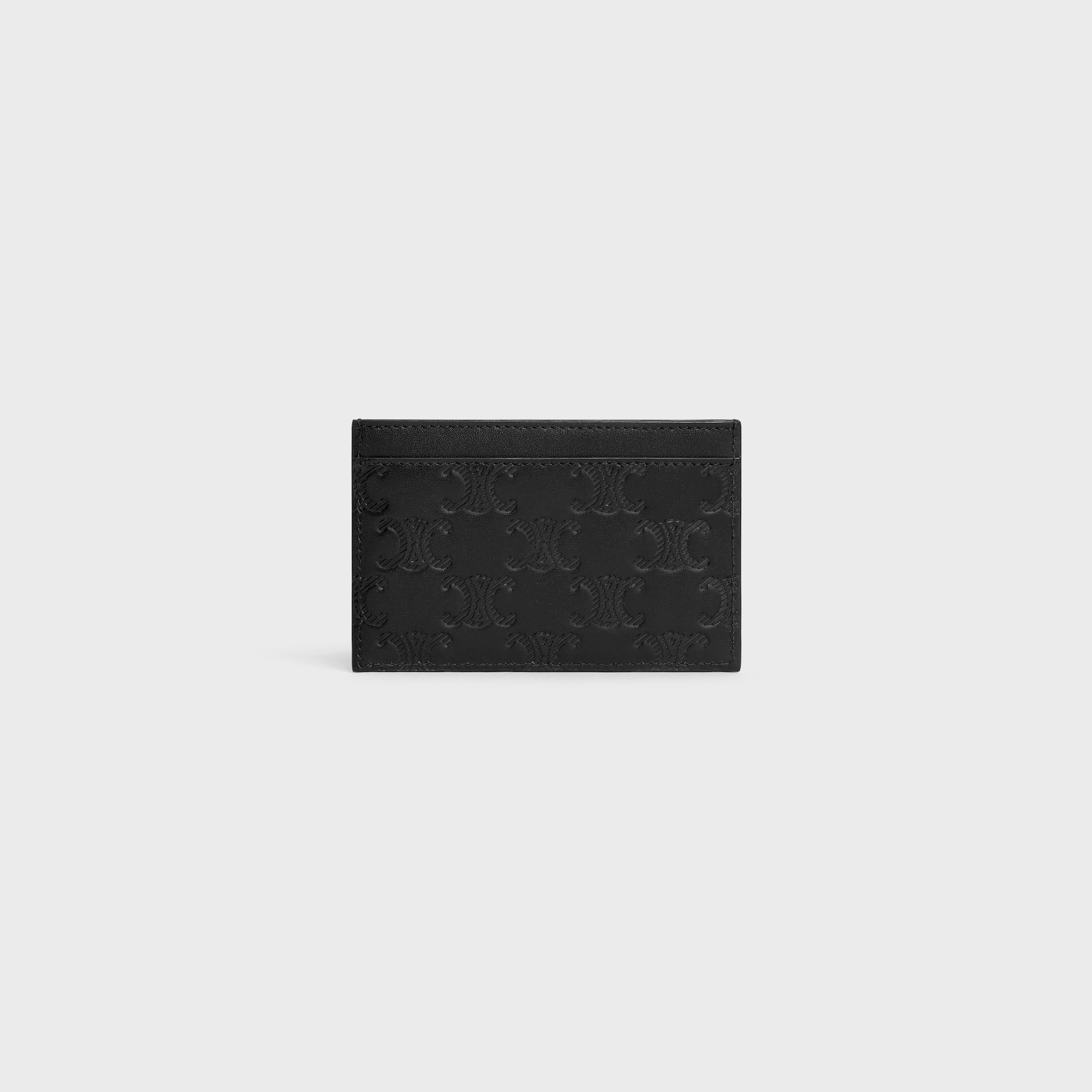 Card holder in Calfskin with triomphe embossed - BLACK | CELINE