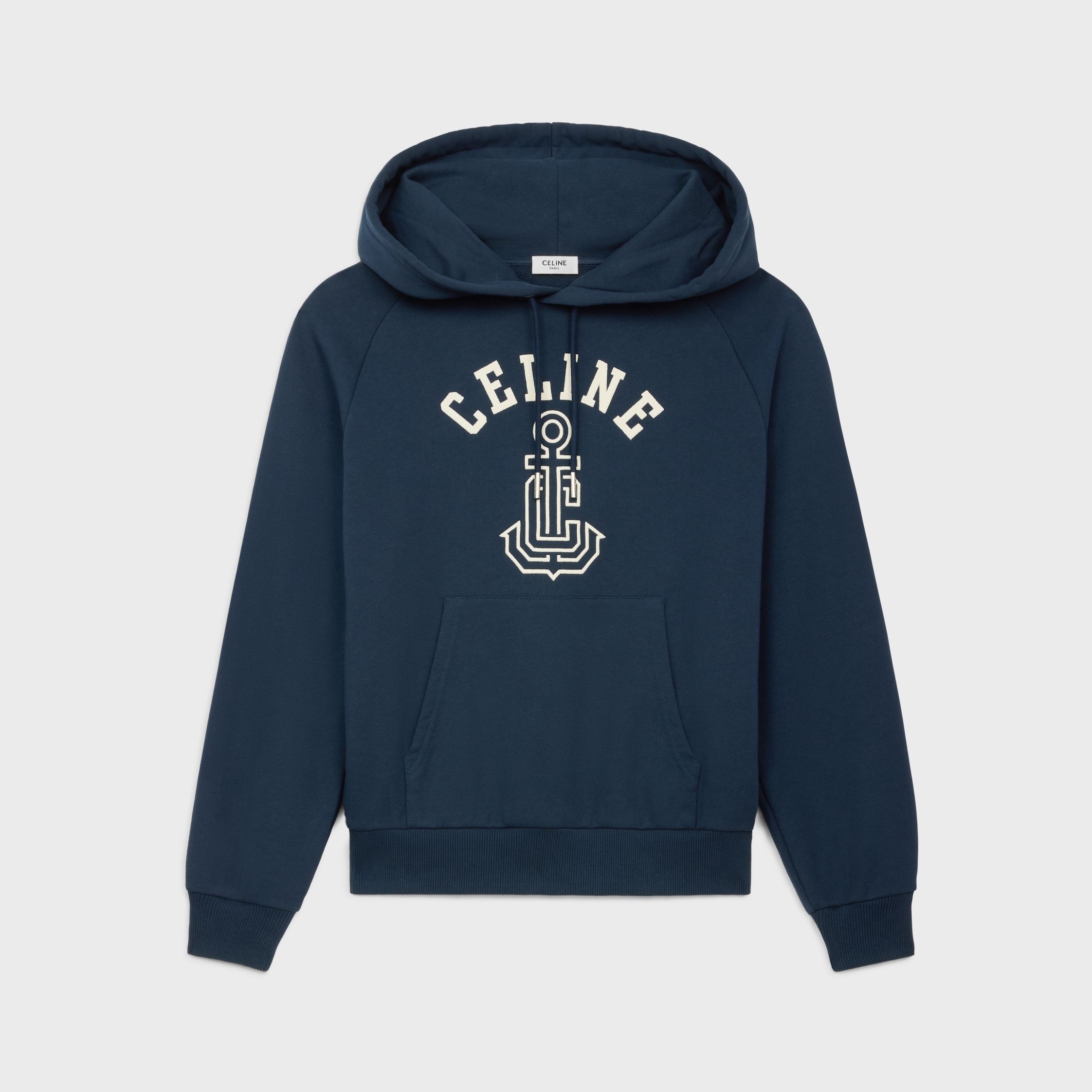 【CELINE】COLLEGE SWEATSHIRT●RY07D670QCBE3 celine loose sweatshirt in cotton fleece - NAVY / ECRU | CELINE