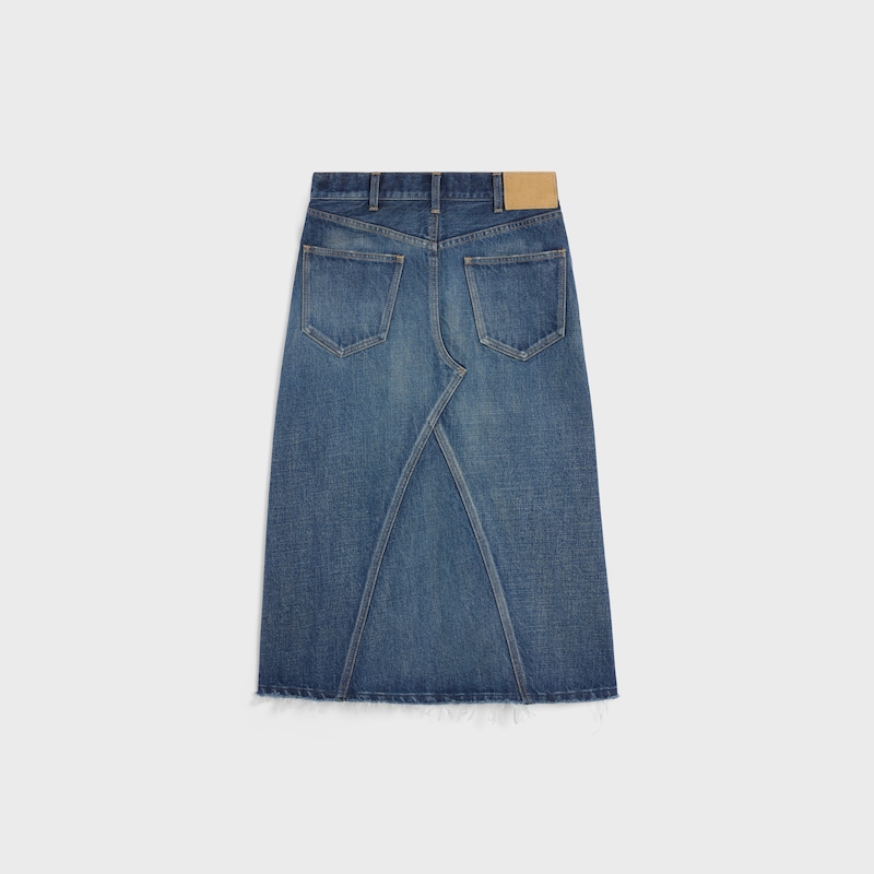 midi skirt in dark union wash denim - DARK UNION WASH -  - 1 | CELINE