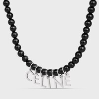 Celine Monochroms Beads Necklace in Onyx and Brass with Rhodium Finish - BLACK / SILVER -  - 2 | CELINE