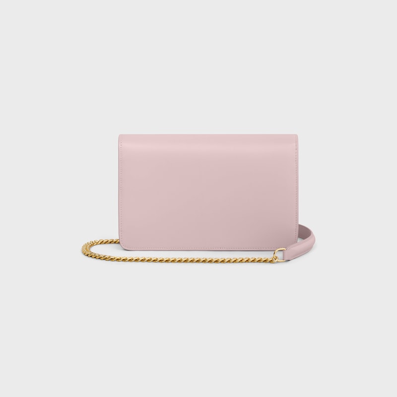 WALLET ON CHAIN MARGO IN Shiny calfskin - BLEACHED PINK - MORE LINES - 1 | CELINE