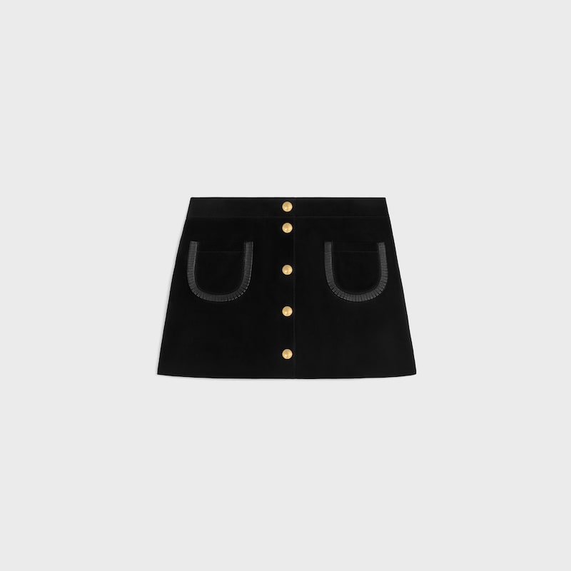mini skirt IN SUEDE - BLACK -  - 1 | CELINE