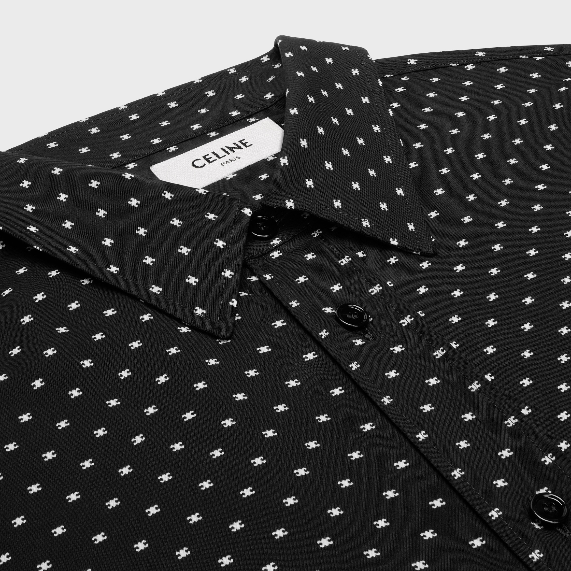 loose shirt in printed viscose - NOIR/CRAIE | CELINE