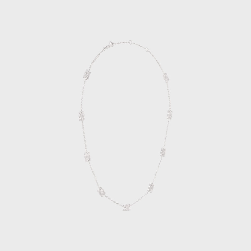 Triomphe Mini Triomphe Necklace in Brass with Rhodium Finish - SILVER - NECKLACES - 1 | CELINE