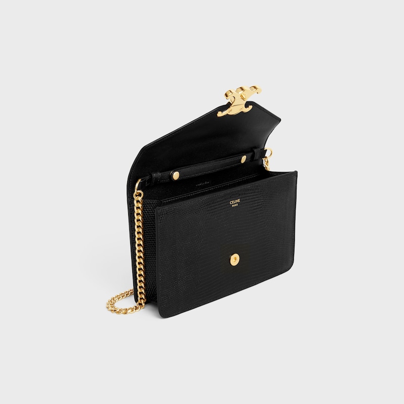 WALLET ON CHAIN MARGO in lizard - BLACK - HAND-PICKED GIFTS - 1 | CELINE