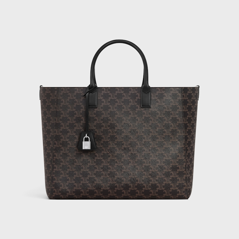 標誌印花及牛皮革大型Cabas手袋 - 黑色 - 商務及旅行袋 - 1 | CELINE