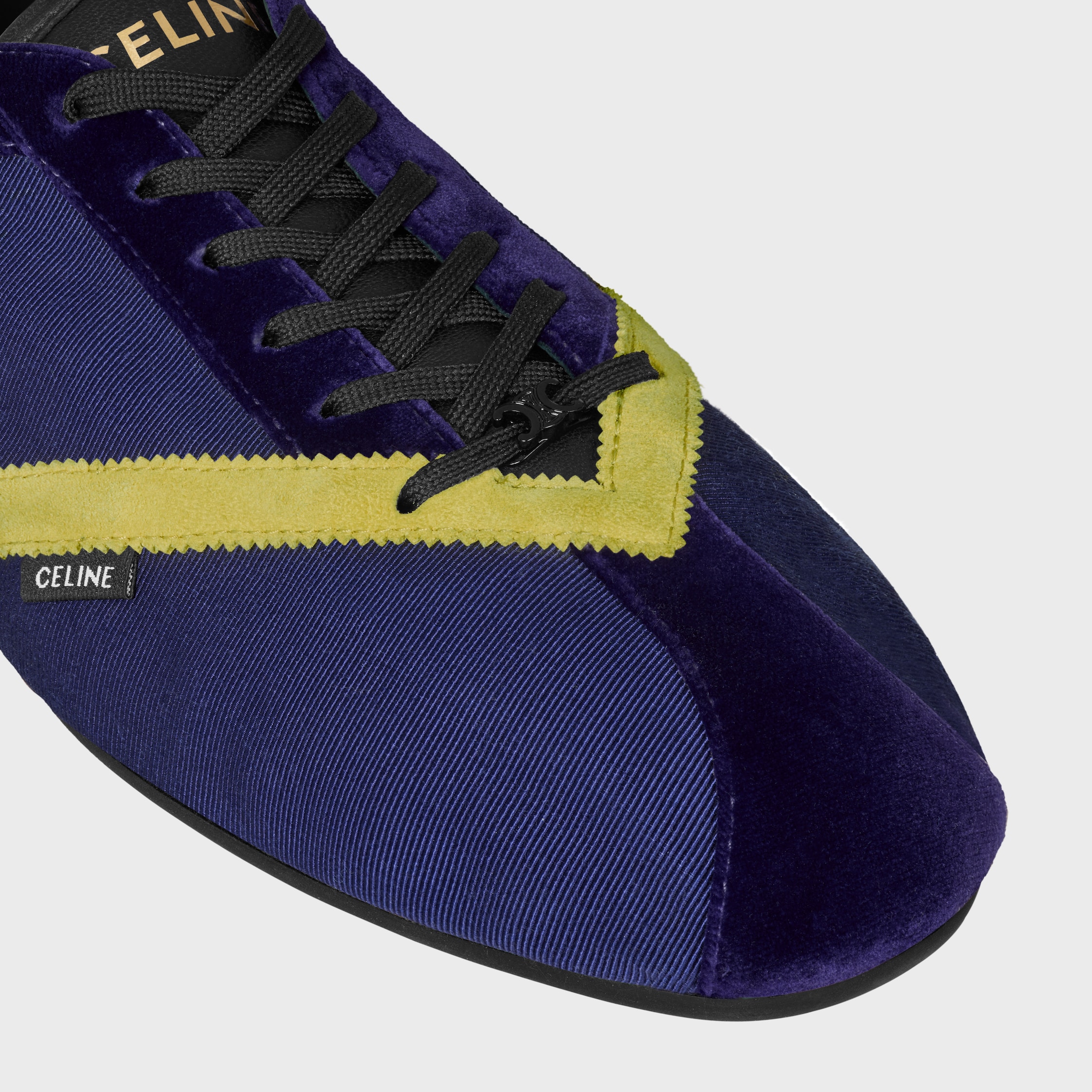THE FLAT SNEAKER IN GROS GRAIN, VELVET, SUEDE CALFSKIN AND