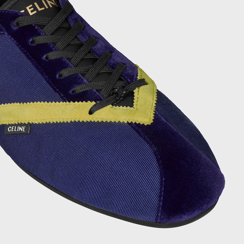 &nbsp;더 플랫 스니커즈 - 그로그랭, 벨벳, 스웨이드 카프스킨, 램스킨 - 퍼플 -  - 1 | CELINE