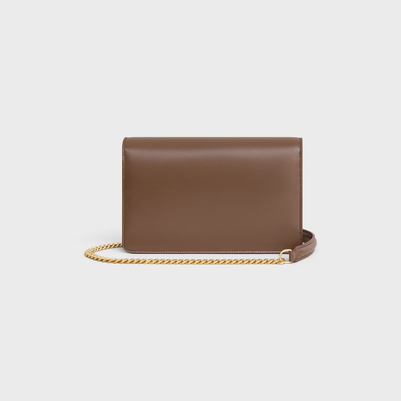 WALLET ON CHAIN MARGO in Shiny calfskin - GLAZED BROWN - WALLETS ON CHAIN - 1 | CELINE