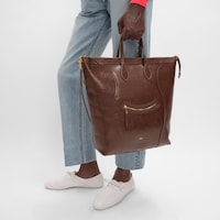 BOLSO CABAS LUGGAGE VERTICAL DE PIEL DE BECERRO BRILLANTE - CASTAÑO - BOLSOS TOTE - 2 | CELINE