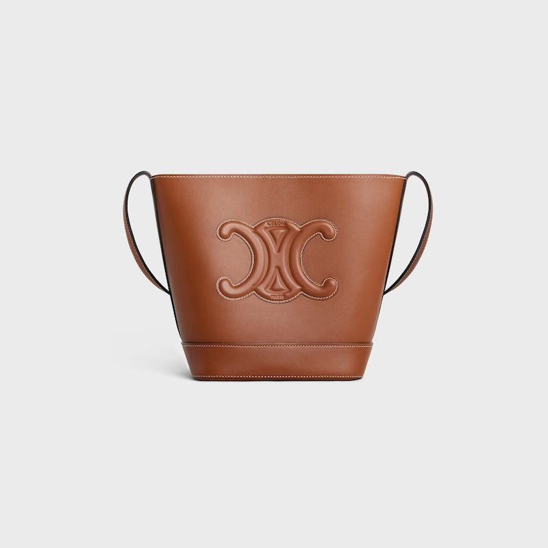 SMALL BUCKET CUIR TRIOMPHE IN Smooth Calfskin - TAN - MORE LINES - 1 | CELINE