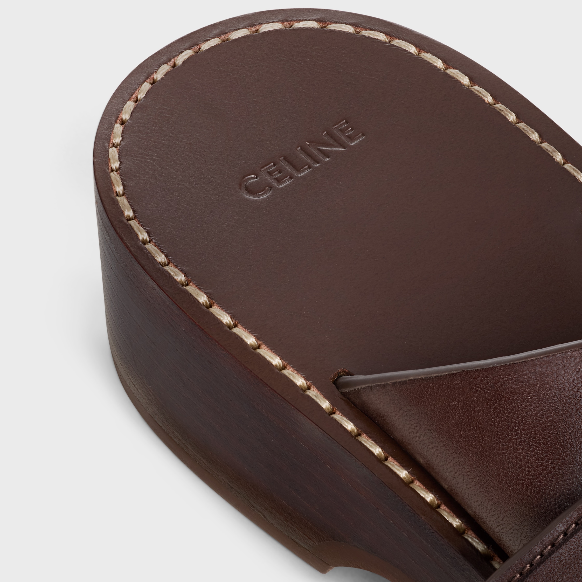 CLEO - DOUBLE STRAP SANDAL IN CALFSKIN - VEGETAL TANNING - DARK