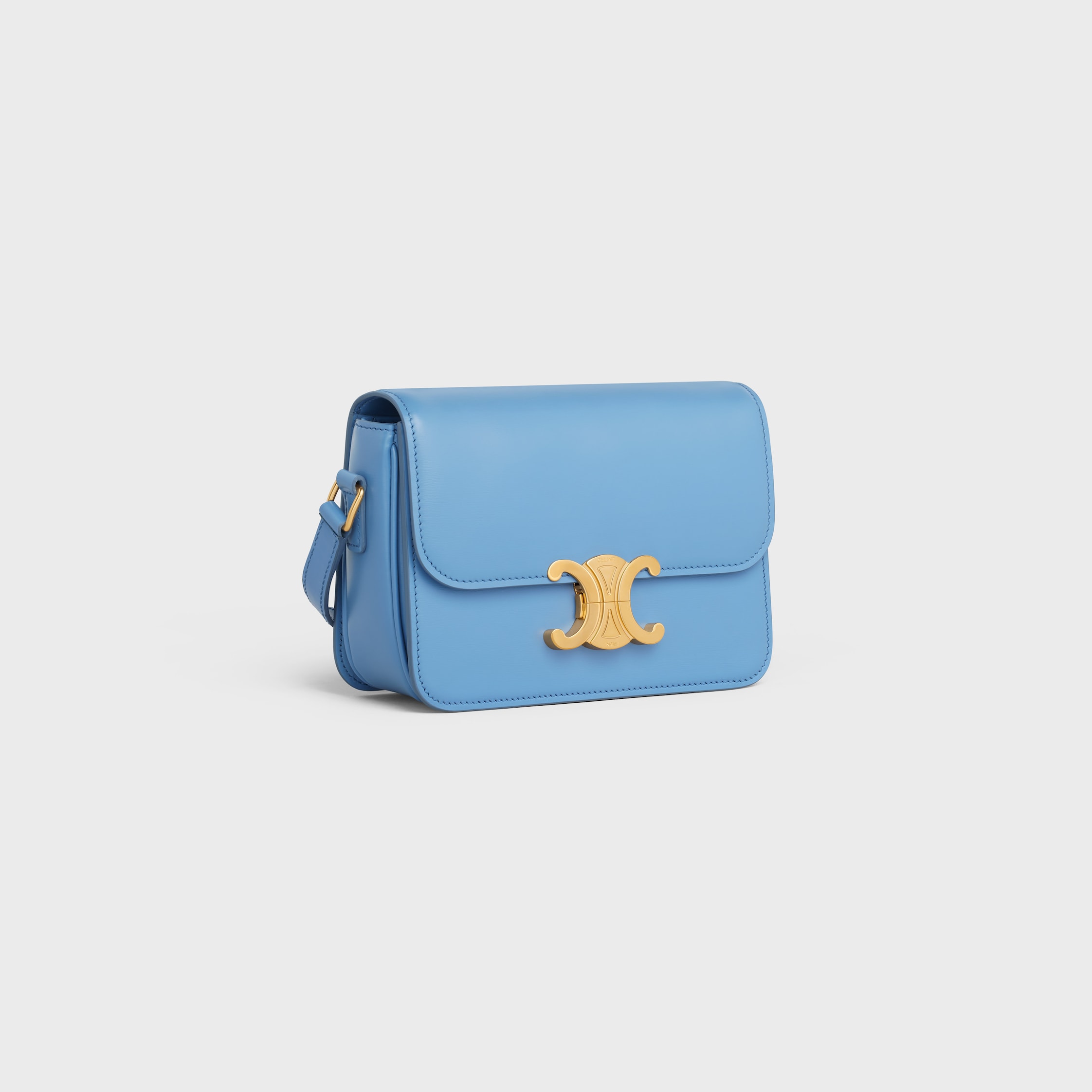 TEEN TRIOMPHE BAG IN SHINY CALFSKIN - AZURE | CELINE