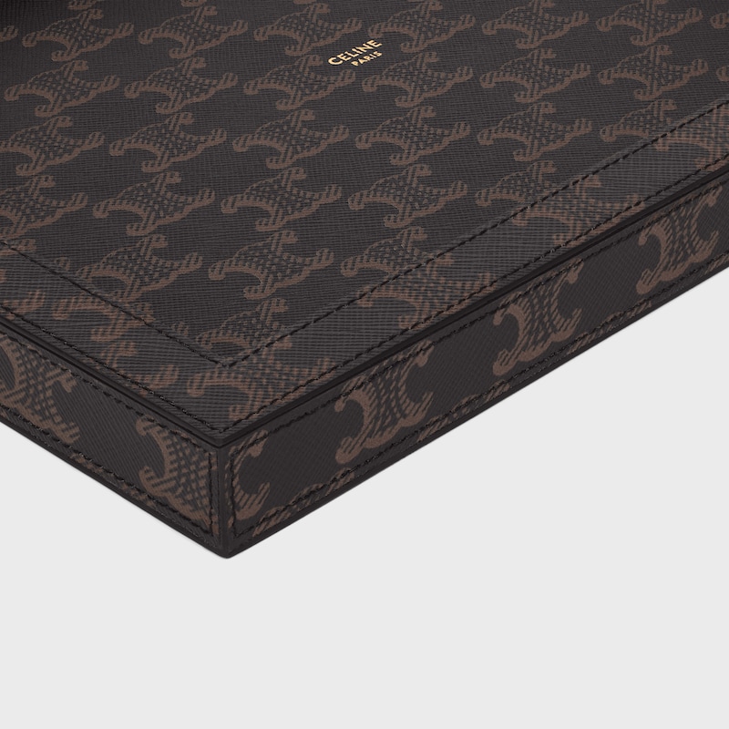 TRAY IN LAMBSKIN WITH TRIOMPHE CANVAS PRINT - BLACK / TAN - HOME - 1 | CELINE