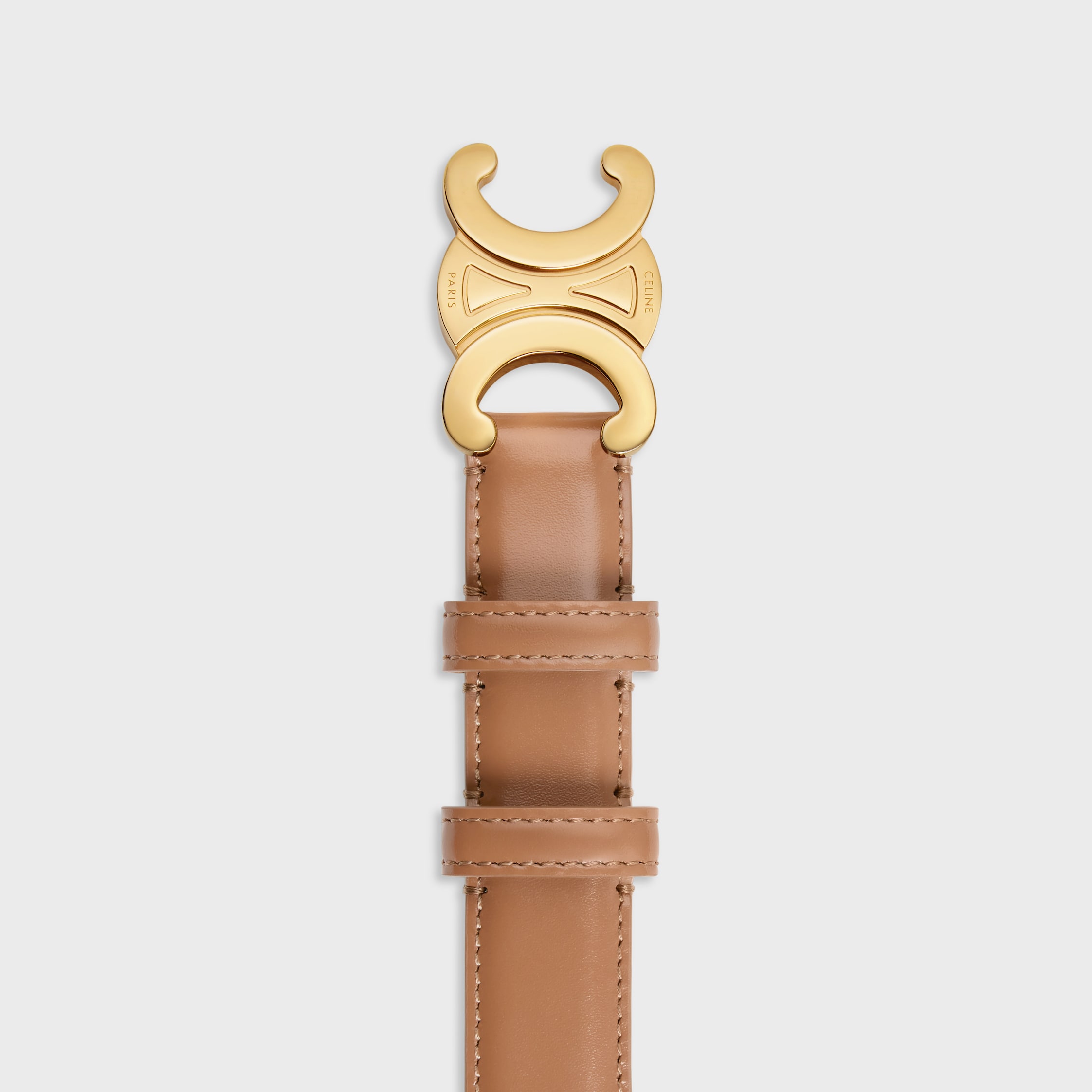 MEDIUM 25MM TRIOMPHE BELT IN TAURILLON LEATHER - BRONZE | CELINE