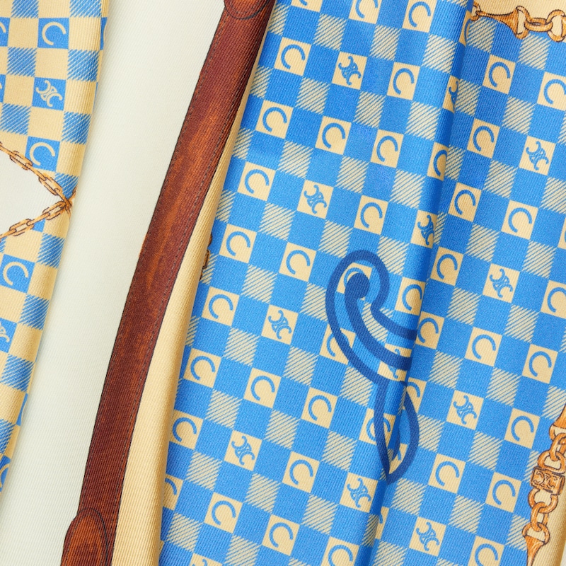 bandana IN silk twill - IVORY/BLUE/YELLOW -  - 1 | CELINE