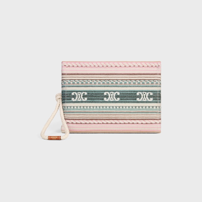 THAIS POUCH IN STRIPED TEXTILE WITH TRIOMPHE - MULTICOLOR - POUCHES AND TECH ACCESSORIES - 1 | CELINE