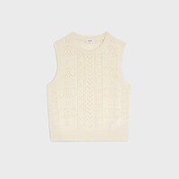 pull col rond cachemire pointelle - BLANC -  - 1 | CELINE