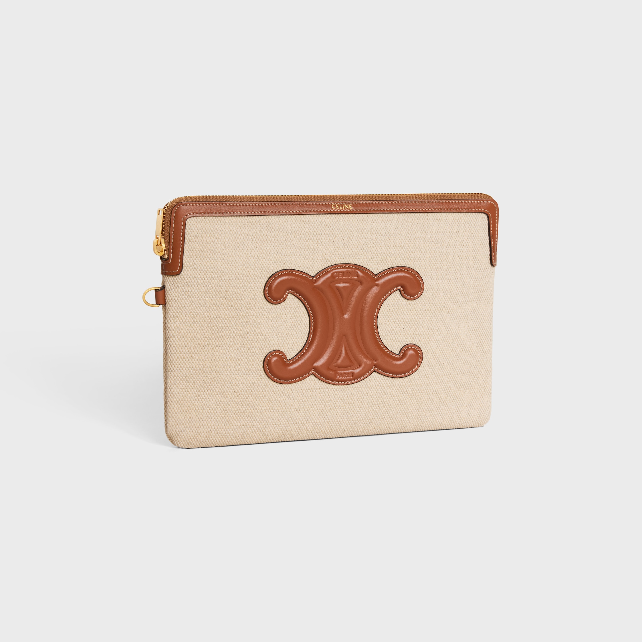 CELINE ストラップ付き スモール ポーチ_Cuir Triomphe CELINE】CUIR TRIOMPHE ストラップ付きスモール ポーチ/brown