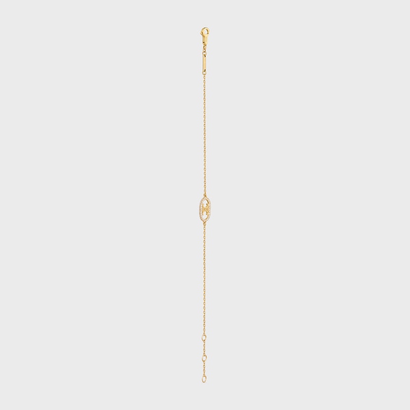 Maillon Triomphe Bracelet in Yellow Gold and Diamonds - Yellow Gold & White -  - 1 | CELINE