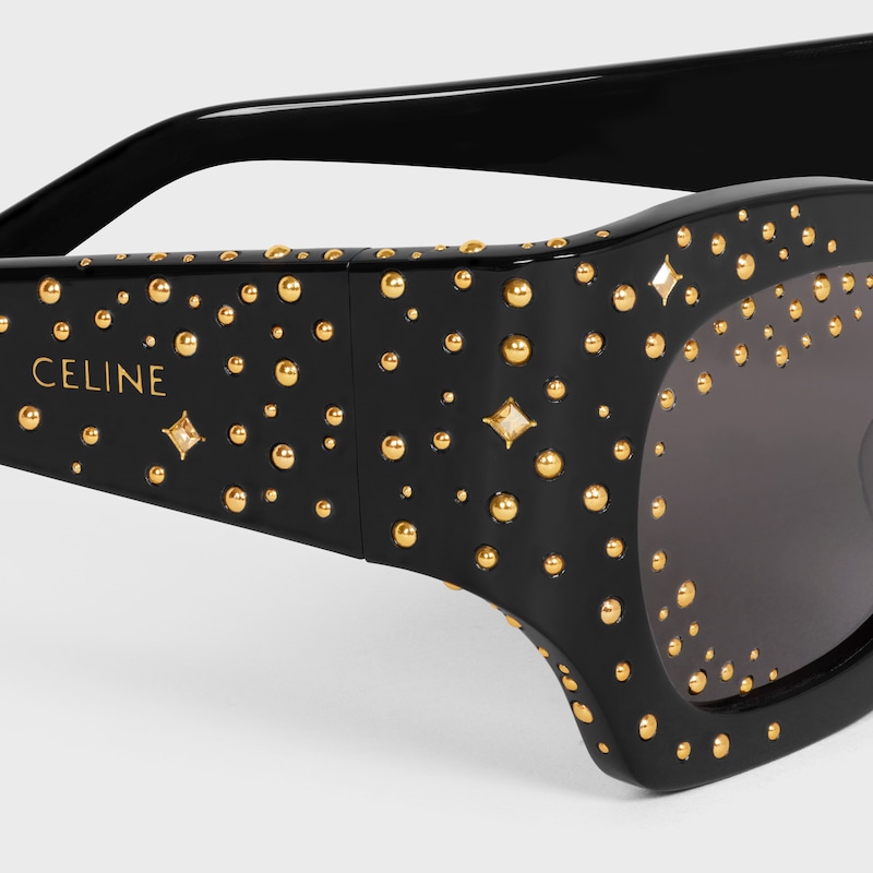 Grafische Sonnenbrille S333 aus Acetat mit Kristallen und Metall - SCHWARZ -  - 1 | CELINE