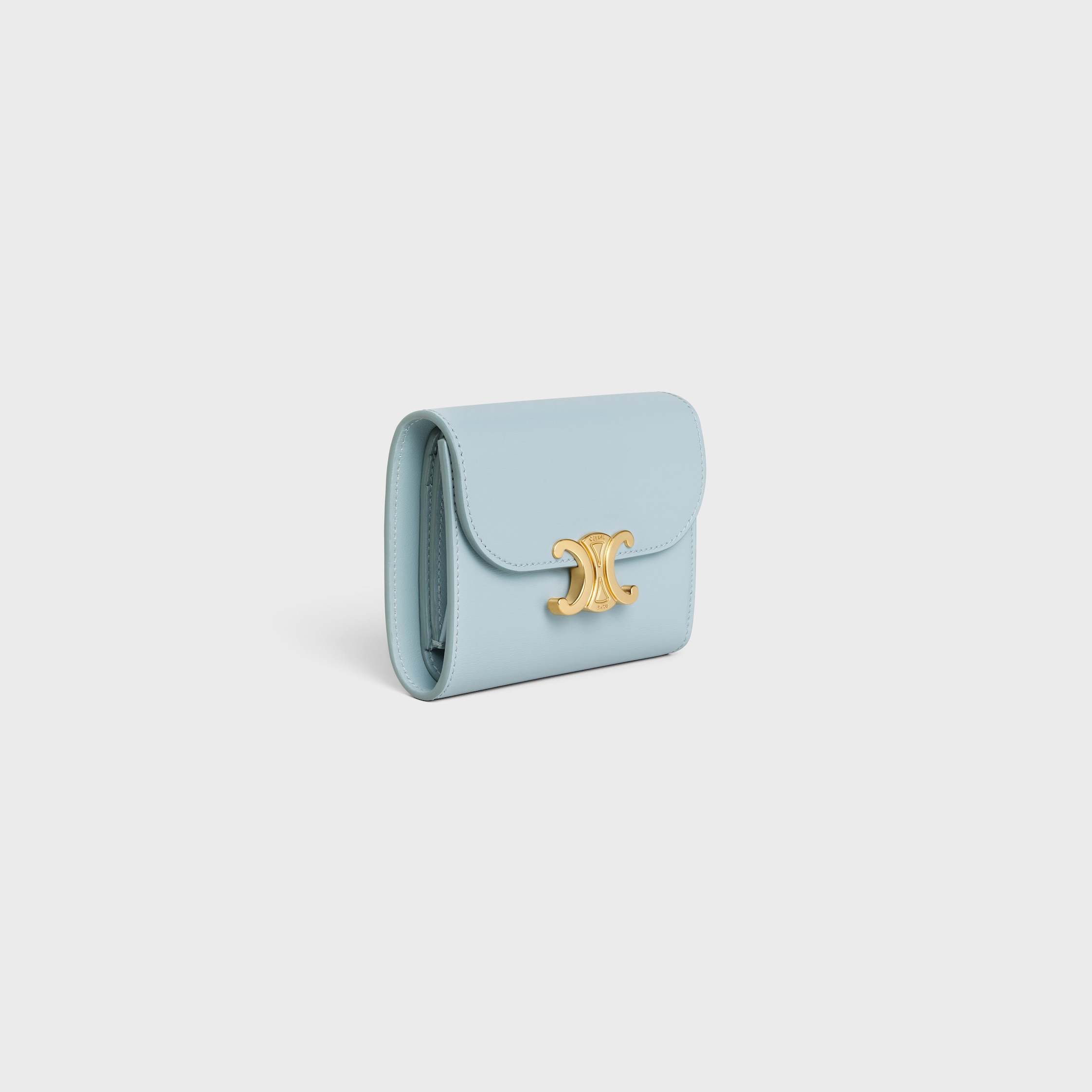 【入手困難】CELINE SMALL WALLET TRIOMPHE SOFT BLUE Ví ngắn nữ xanh ngọc Celine SMALL WALLET TRIOMPHE IN SOFT