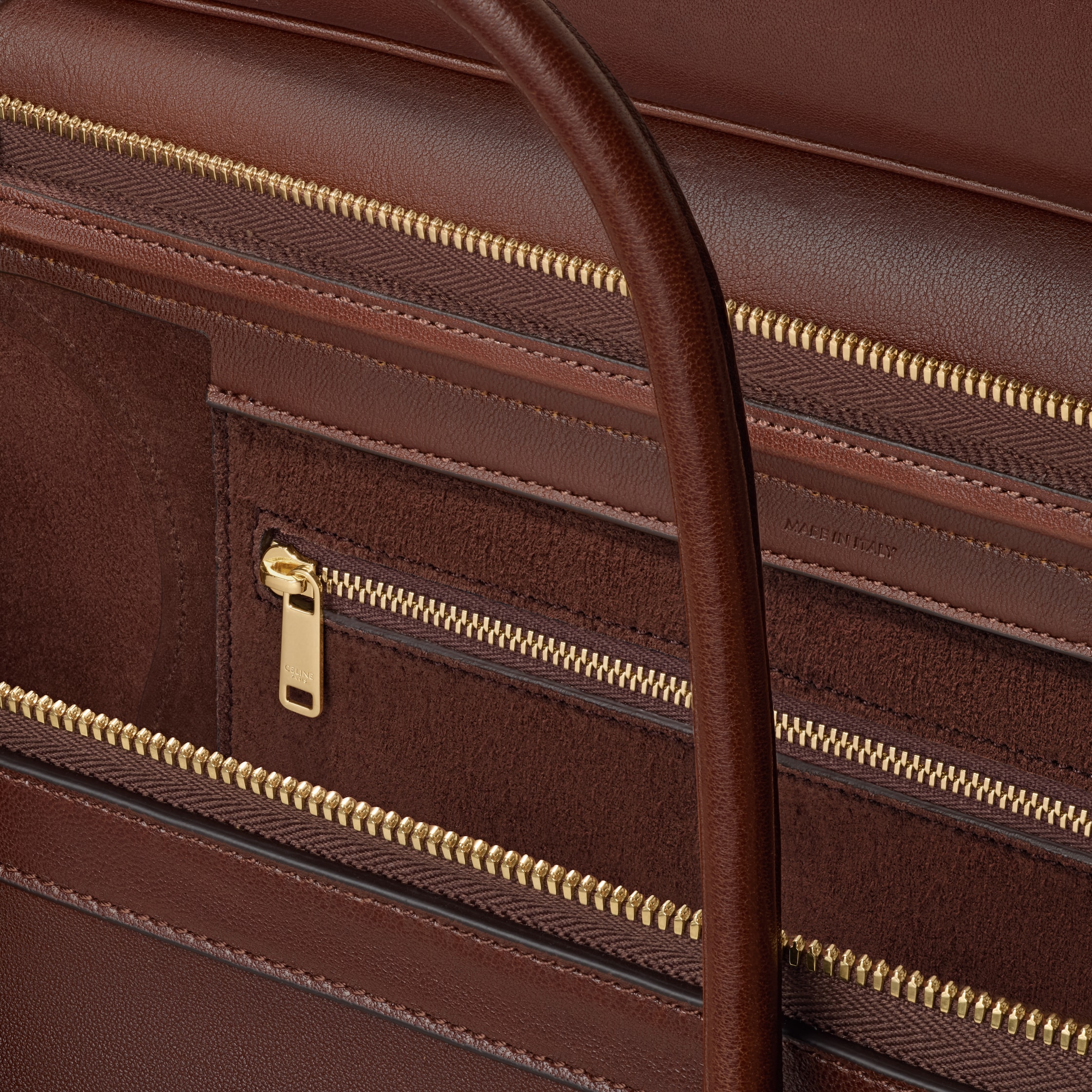 SMILE LUGGAGE IN SUPPLE SHINY LAMBSKIN - DEEP BROWN | CELINE
