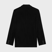 Blazer de smoking clássico em veludo listrado - PRETO - - 2 | CELINE