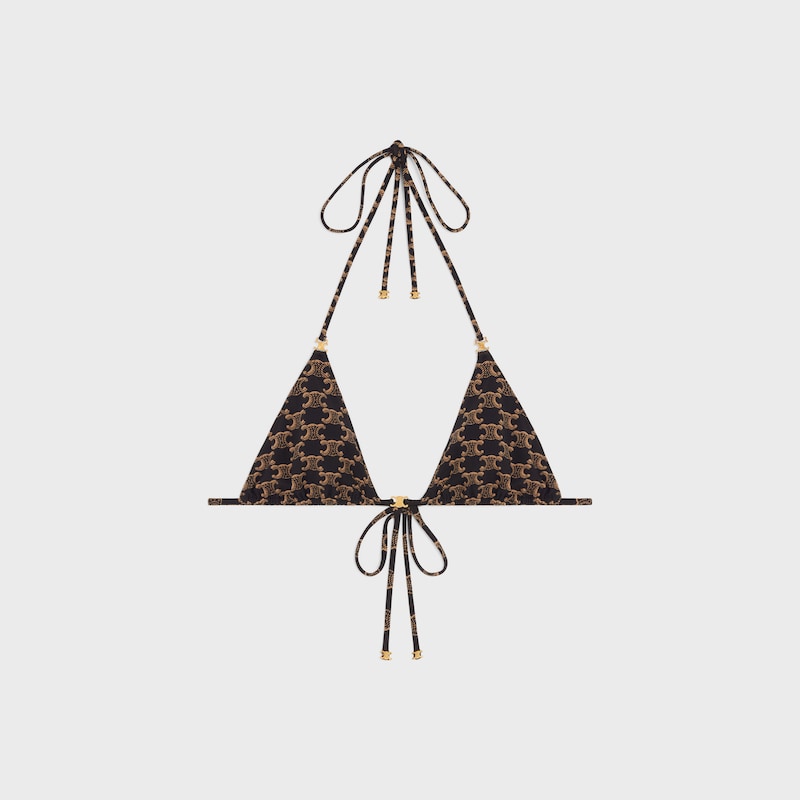 triangle top in monogram matte jersey - TOFFEE / BROWN -  - 1 | CELINE
